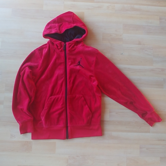 Jordan Nike Boys Velours Red Zipped Jacket Boys M - Picture 3 of 5